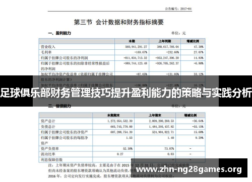 足球俱乐部财务管理技巧提升盈利能力的策略与实践分析 足球俱乐部财务管理技巧提升盈利能力的策略与实践分析